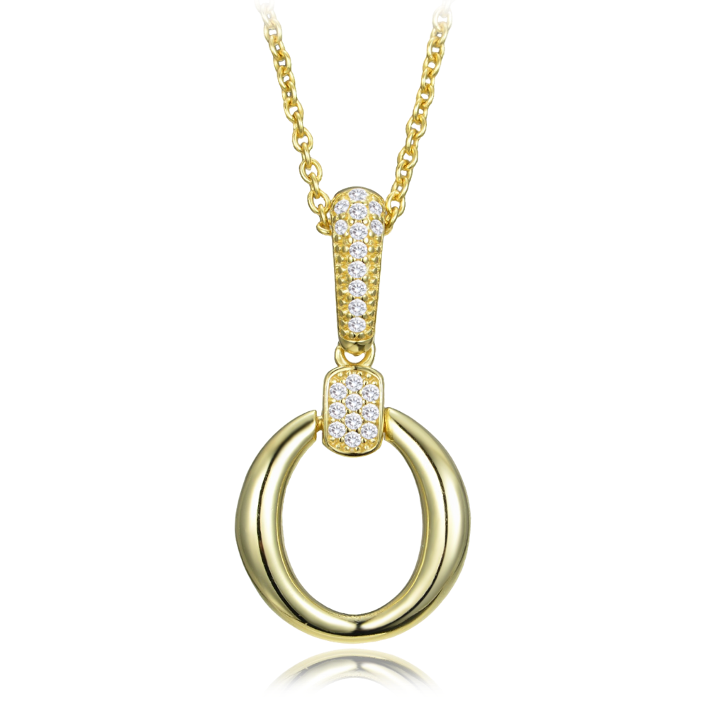 Levně MINET Elegantní pozlacený stříbrný náhrdelník se zirkonem JMAS0323GN45