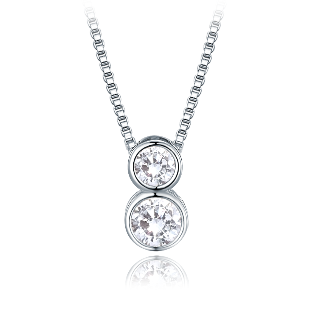 Levně MINET Elegantní stříbrný náhrdelník s bílými zirkony JMAS0256SN45