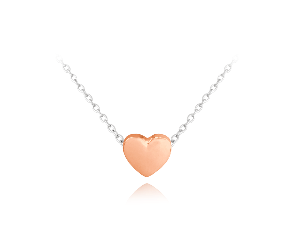 MINET Rose gold stříbrný náhrdelník LOVE se srdíčkem JMAN0234RN45