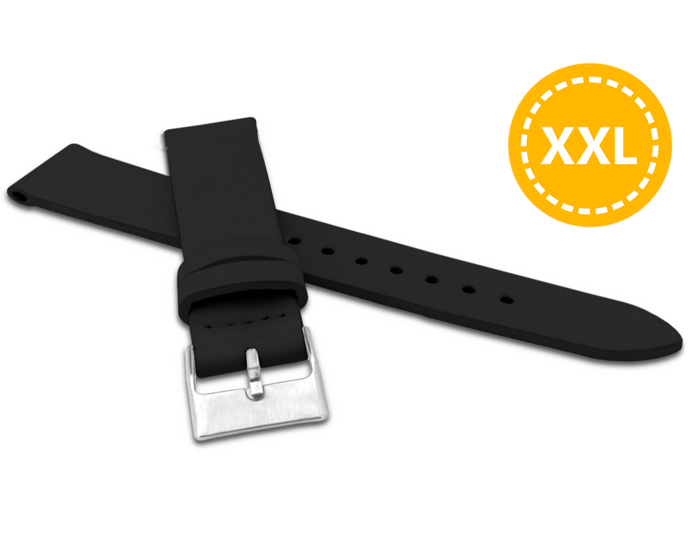 Levně MINET MSSXB20 XXL Prodloužený černý řemínek z luxusní kůže Top Grain - 20 mm - XXL