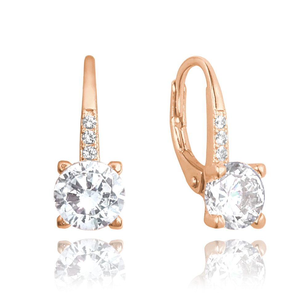 Levně MINET Rose gold elegantní stříbrné náušnice s bílým zirkonem JMAS0150XE00