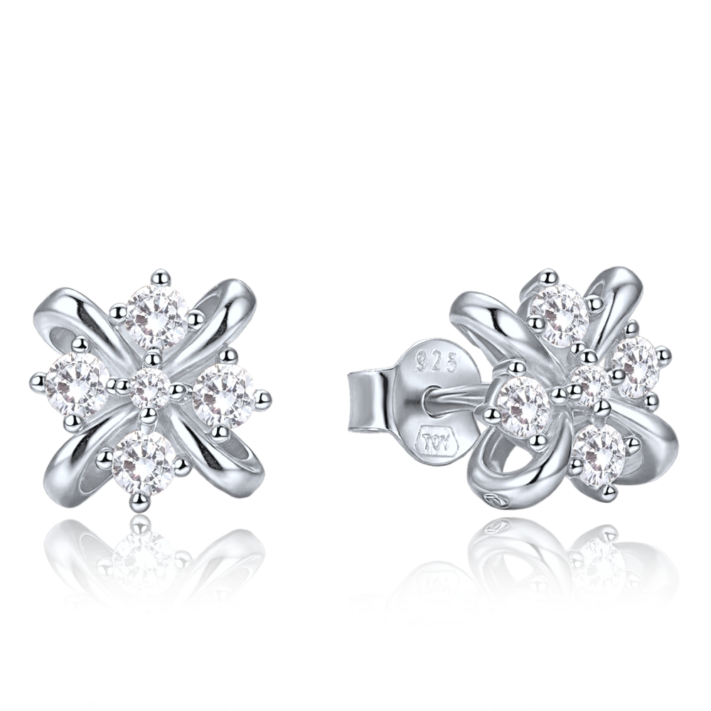 Levně MINET Elegantní stříbrné náušnice s bílými zirkony JMAN0680SE00